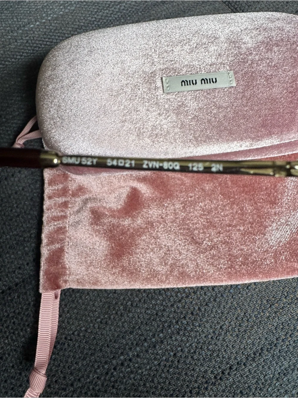 Miu Miu Pink Velvet Sunglasses Case and Pouch